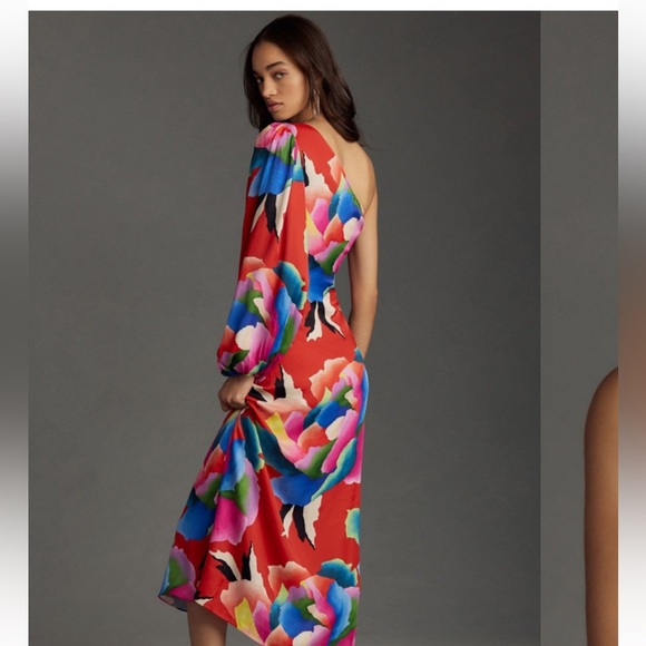 Farm Rio One-Shoulder Slim Floral Midi Dress - Picture 5 of 8